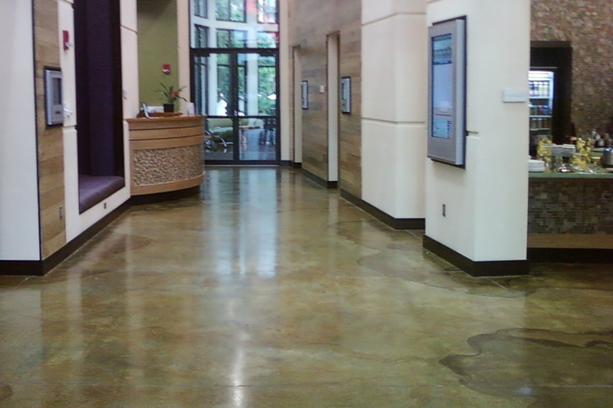 Stained Concrete Floor Front Lobby Office Building Frisco, TX
